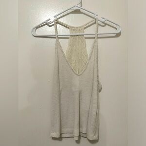 Women's - A&F Cream Crop Racer with Lace Back - XS